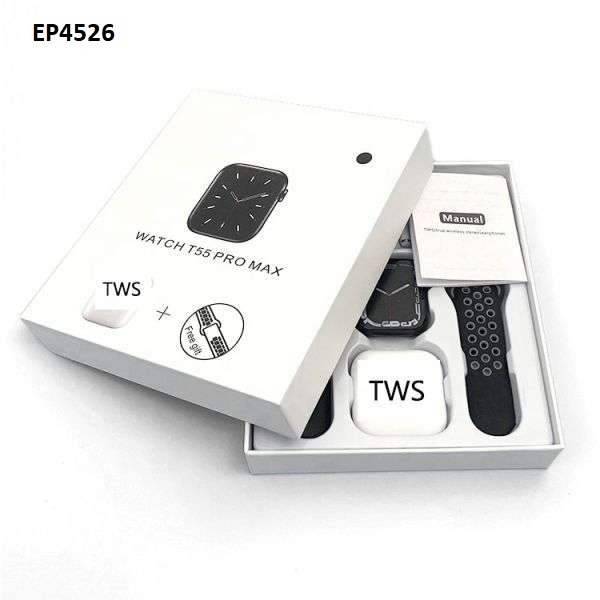T55 Pro Max Smart Watch with Earbuds & Double Strap price in bangladesh