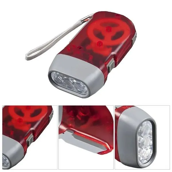 LED Hand Pressing Dynamo Crank Power Wind Up Flashlight